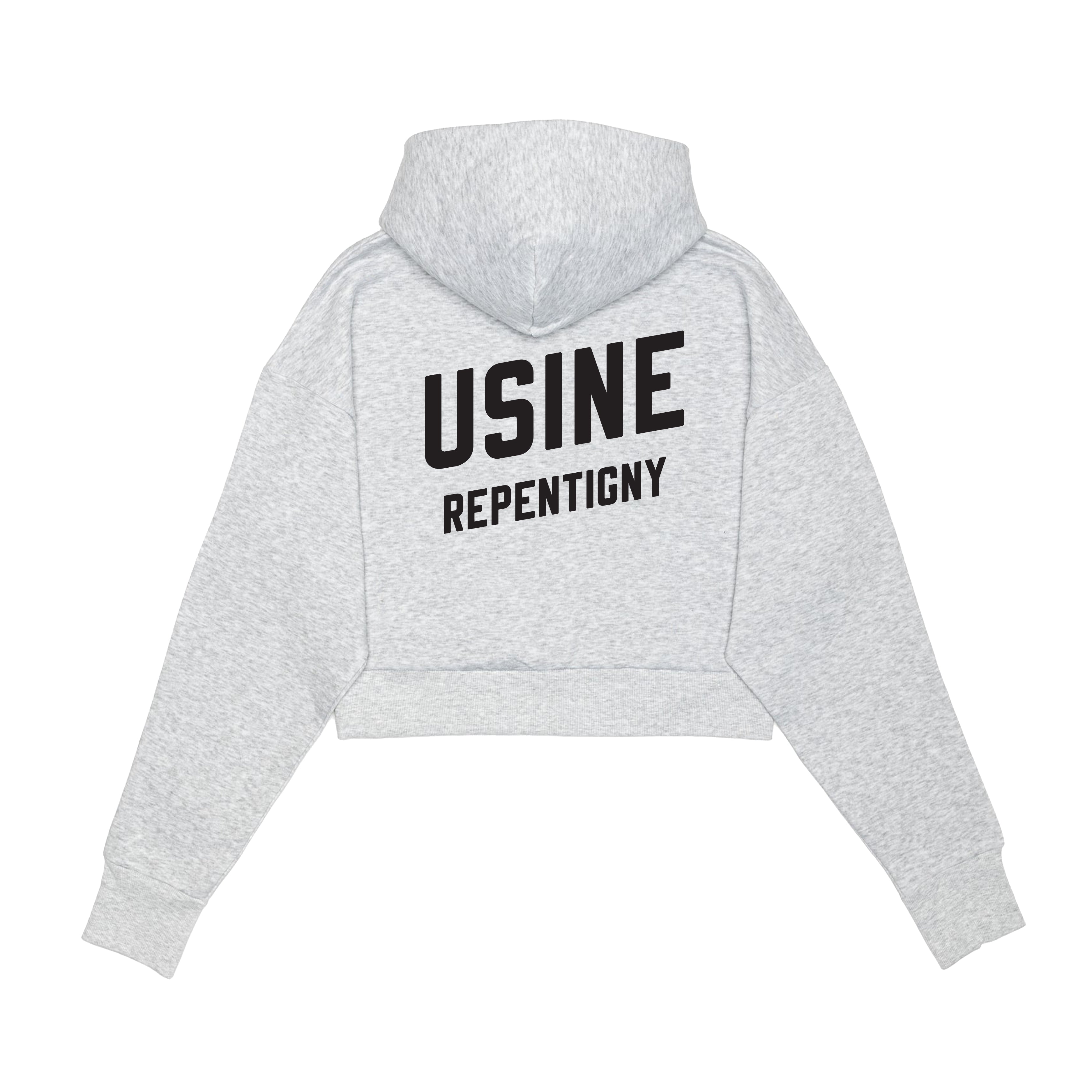 USINE REPENTIGNY CROPPED DROP SHOULDER 1/2 ZIP SCUBA HOODIE