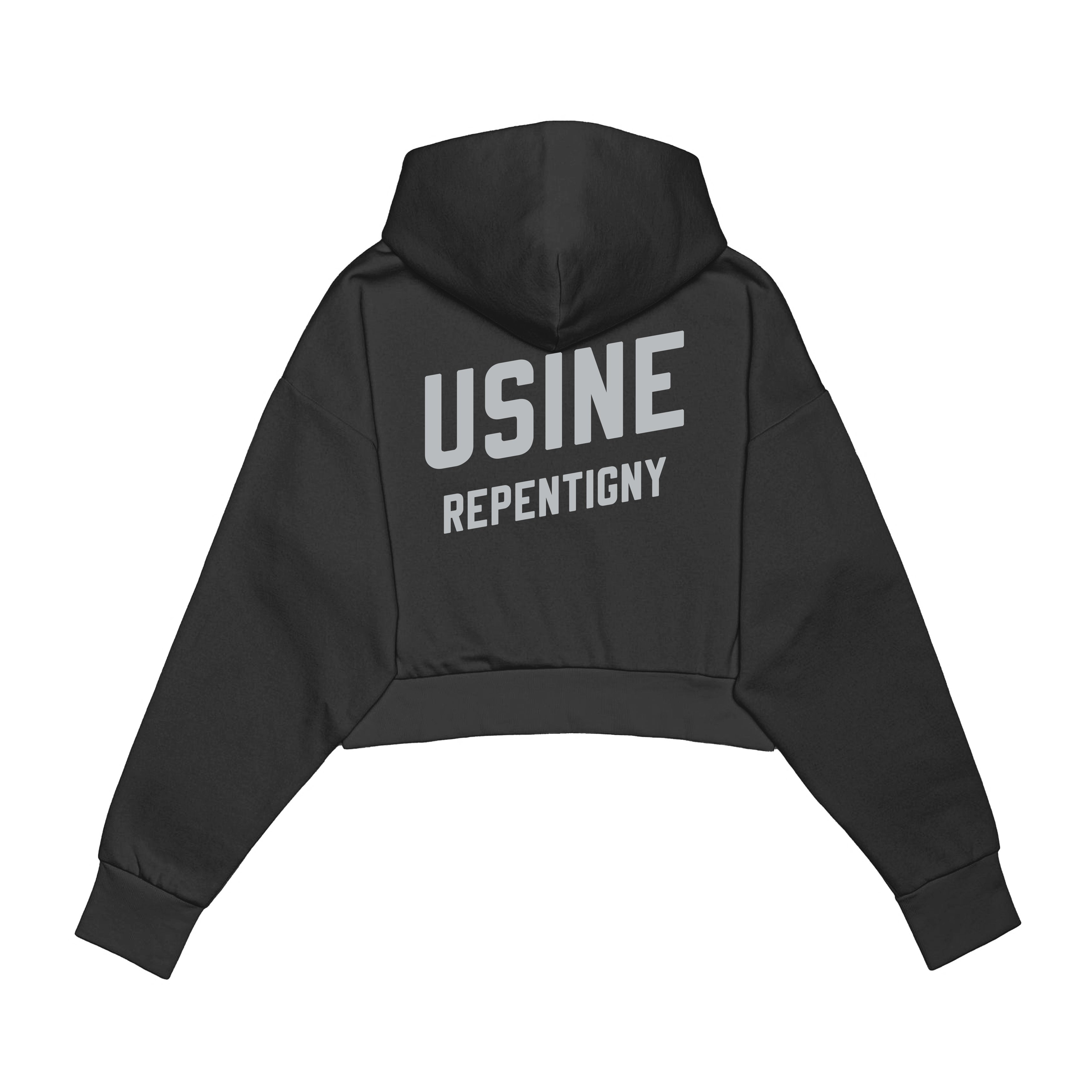 USINE REPENTIGNY CROPPED DROP SHOULDER 1/2 ZIP SCUBA HOODIE