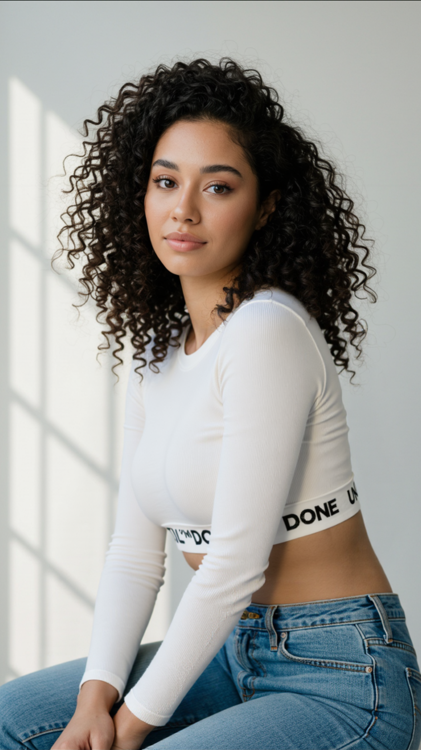 White Long Sleeve Crop