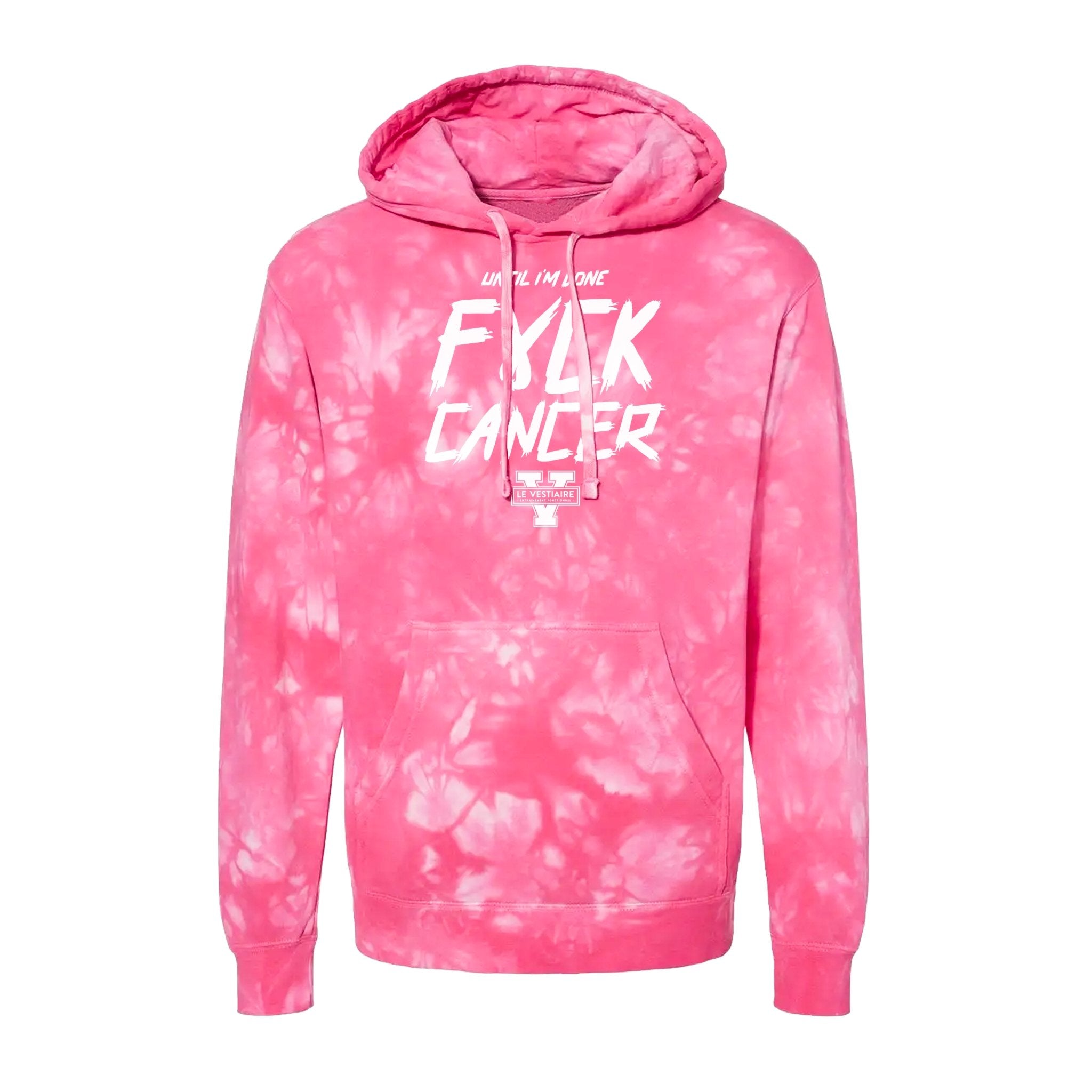 FUCK CANCER - HOODIE UNISEXE - TIE-DYE ROSE - TEAMSTORES.PRO